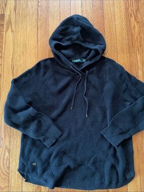 Lauren Ralph Lauren carbon steel black Waffle Knit Hoodie